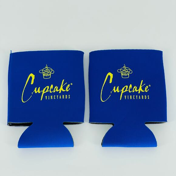 Cupcake Wine / Vineyards  Beer Bottle / Soda Can Koozies - Set of 2 - New - Picture 1 of 10